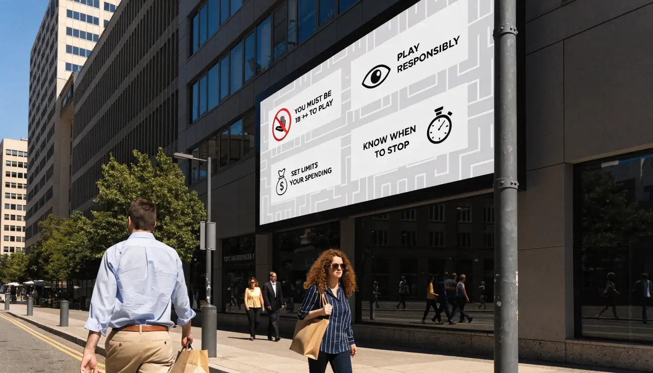 Billboard with responsible gambling icons in Sydney